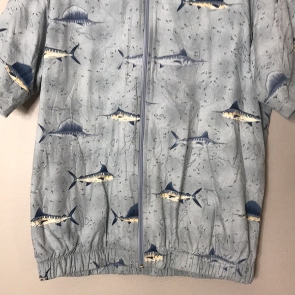 Weekender all over fish print zip up cotton lined shirt size medium - Picture 3 of 12